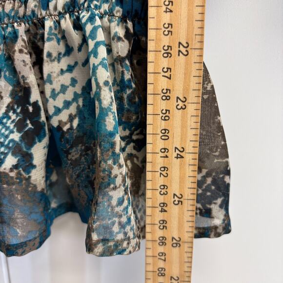 Vintage Valerie Stevens Womens Boho Animal Print Peasant Top Size M Brown Teal - Picture 5 of 9